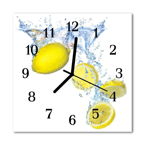 Glass Kitchen Clock Lemons kitchen yellow