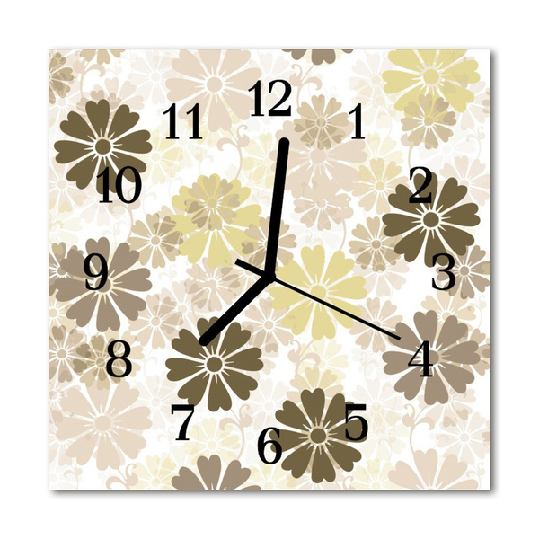 Glass Kitchen Clock Flowers art flowers & plants beige