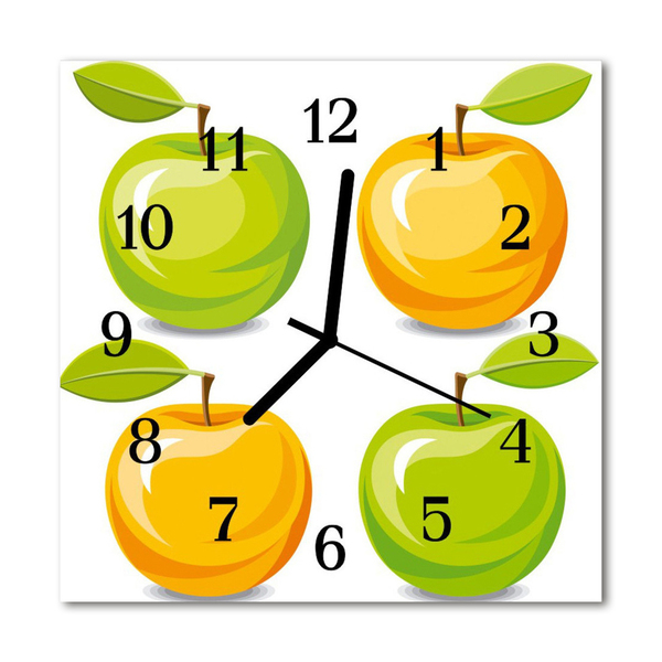 Glass Kitchen Clock Apples kitchen orange, green