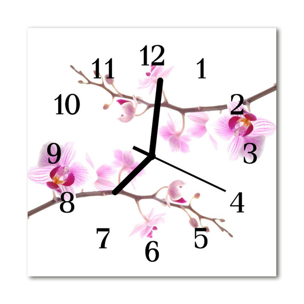 Glass Kitchen Clock Orchid flowers & plants pink