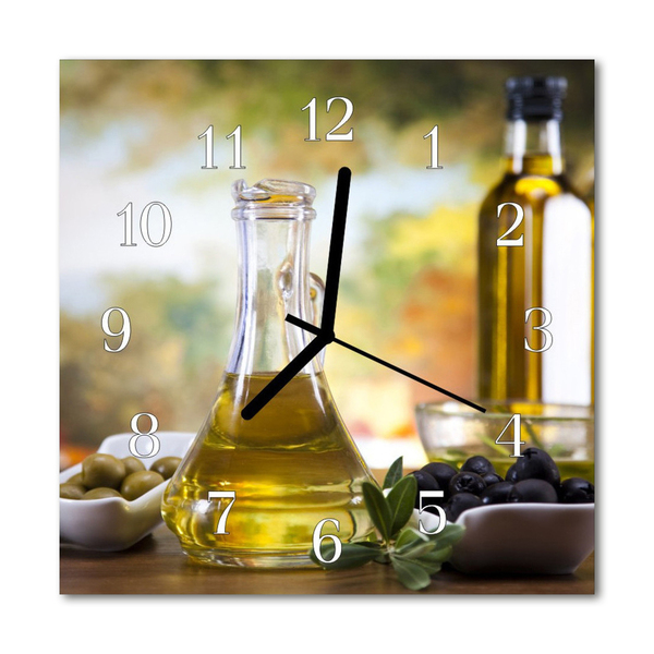 Glass Kitchen Clock Olive oil kitchen green