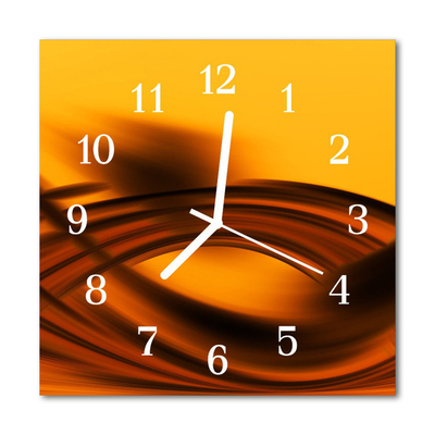 Glass Kitchen Clock Abstract art orange