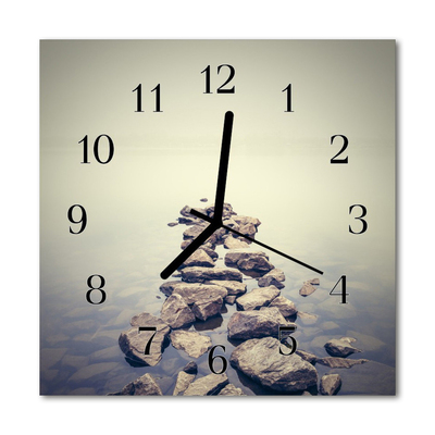 Glass Kitchen Clock Shore landscape grey