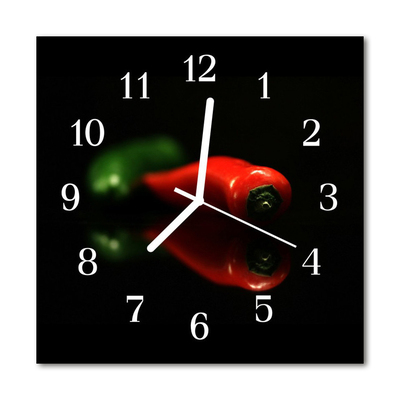 Glass Kitchen Clock Paprika food and drinks red