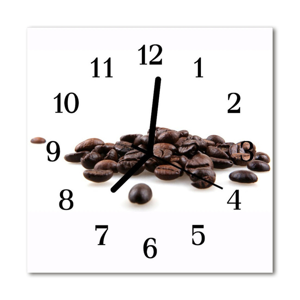 Glass Kitchen Clock Coffee beans food and drinks brown