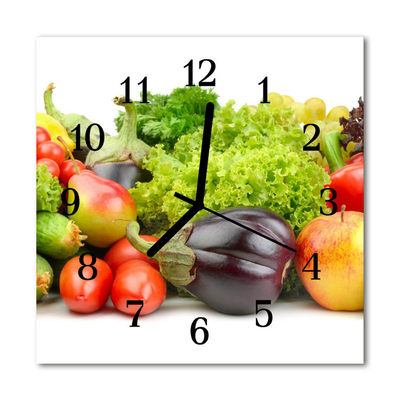 Glass Kitchen Clock Vegetables kitchen multi-coloured