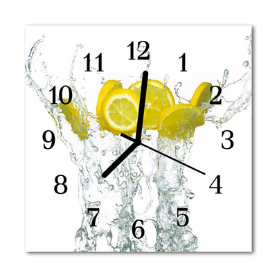 Glass Kitchen Clock Lemons water kitchen yellow