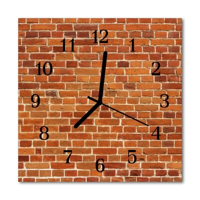 Glass Kitchen Clock Brick wall architecture red