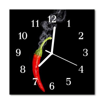 Glass Kitchen Clock Chilli kitchen red