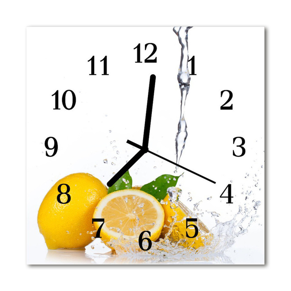 Glass Kitchen Clock Lemons kitchen yellow