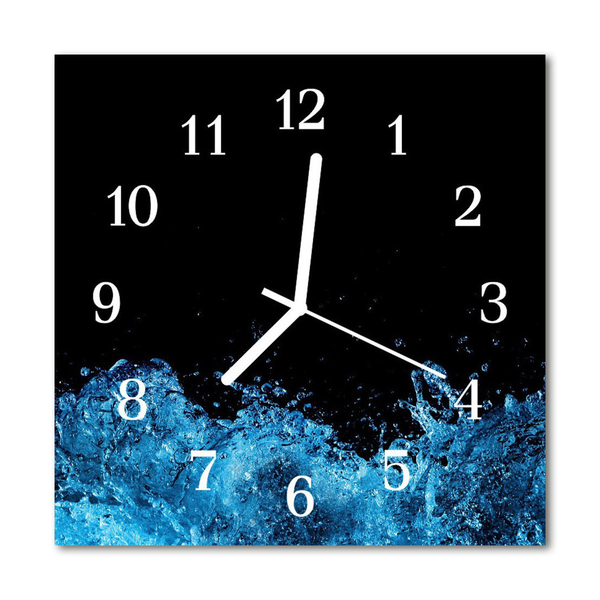 Glass Kitchen Clock Water nature blue, black