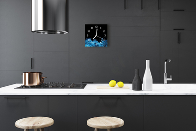 Glass Kitchen Clock Water nature blue, black