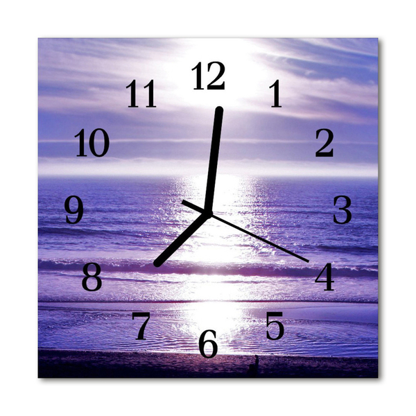 Glass Kitchen Clock Sea landscape purple