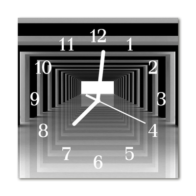 Glass Kitchen Clock 3d tunnel art black & white