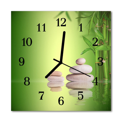 Glass Kitchen Clock Zen stones health green