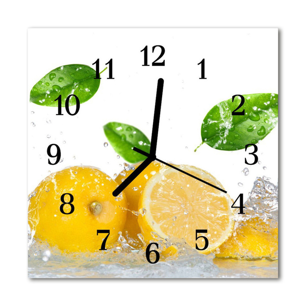 Glass Kitchen Clock Lemon food and drinks yellow