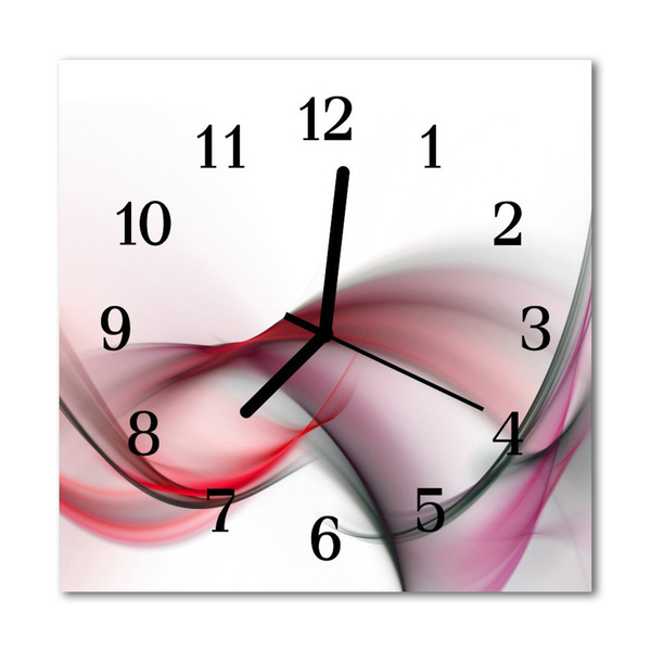 Glass Kitchen Clock Abstract art art red, grey