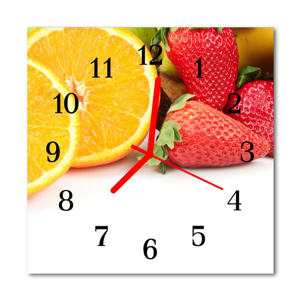 Glass Kitchen Clock Fruit kitchen yellow, red