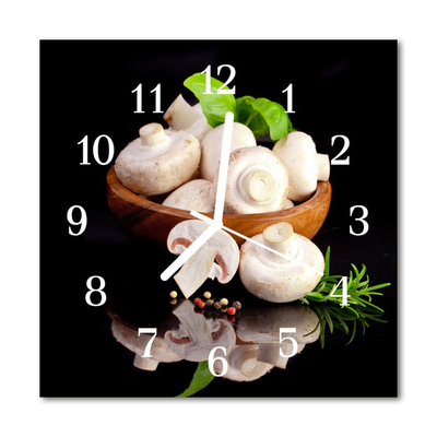 Glass Kitchen Clock Mushrooms kitchen multi-coloured