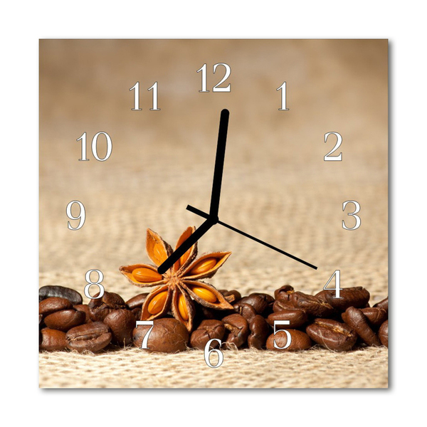 Glass Kitchen Clock Coffee beans kitchen brown