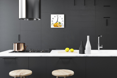 Glass Kitchen Clock Lemons kitchen yellow