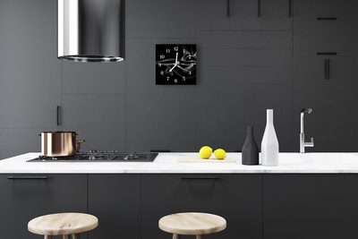 Glass Kitchen Clock Abstract art black