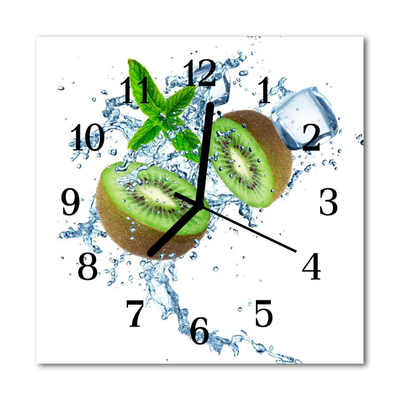 Glass Kitchen Clock Kiwi food and drinks green