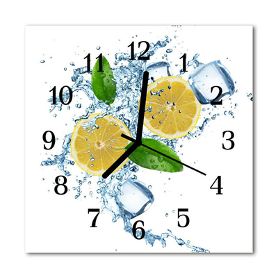 Glass Kitchen Clock Lemon food and drinks yellow