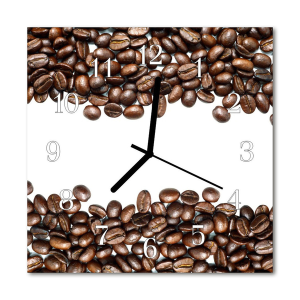 Glass Kitchen Clock Coffee beans food and drinks brown