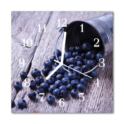 Glass Kitchen Clock Blueberries food and drinks blue