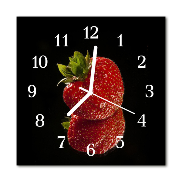 Glass Kitchen Clock Strawberry food and drinks red