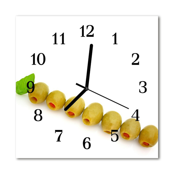 Glass Kitchen Clock Olives kitchen green