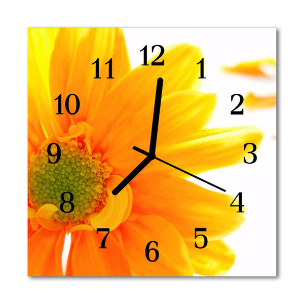 Glass Kitchen Clock Flower flowers & plants orange