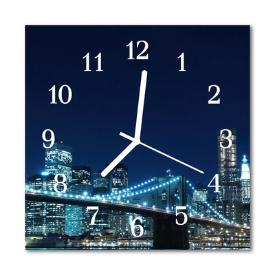 Glass Kitchen Clock Skyline city blue