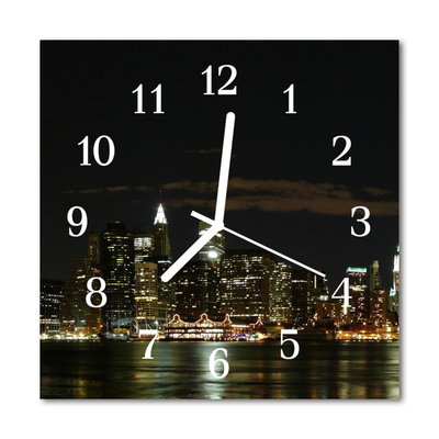 Glass Kitchen Clock Skyline city black