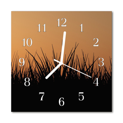 Glass Kitchen Clock Grass flowers & plants orange, black