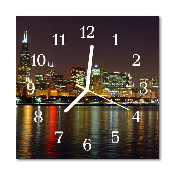 Glass Kitchen Clock Skyline city multi-coloured