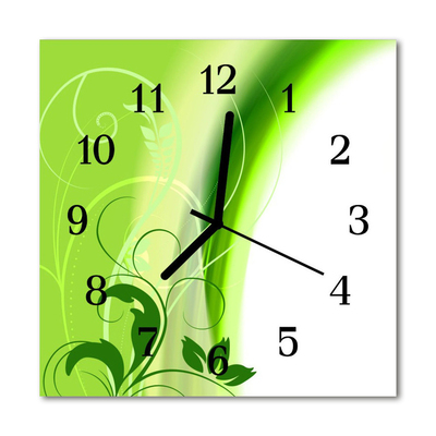 Glass Kitchen Clock Pattern flowers flowers & plants green