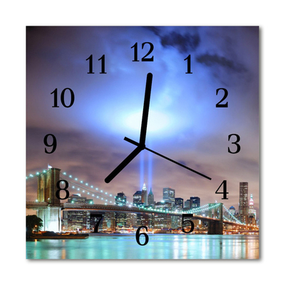 Glass Kitchen Clock Skyline night city multi-coloured