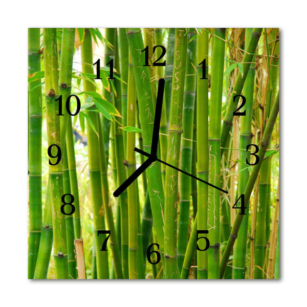 Glass Kitchen Clock Bamboo plant flowers & plants green