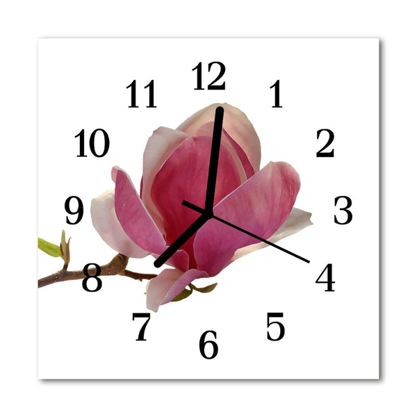 Glass Kitchen Clock Magnolia blossom flowers & plants pink