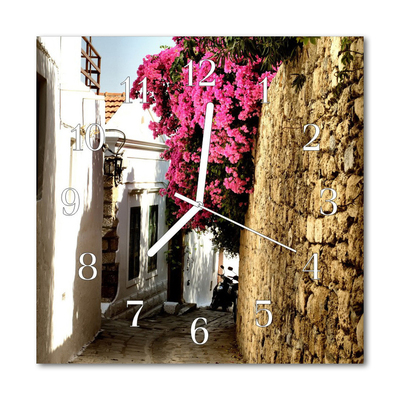 Glass Kitchen Clock Flower alley city multi-coloured