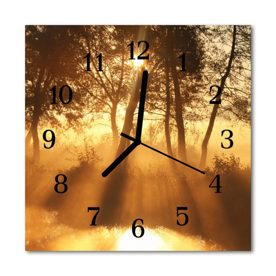 Glass Kitchen Clock Trees fog landscapes orange