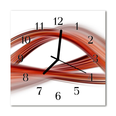 Glass Kitchen Clock Abstract lines art red