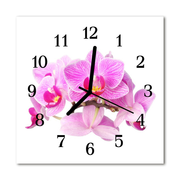 Glass Kitchen Clock Orchids flowers & plants pink