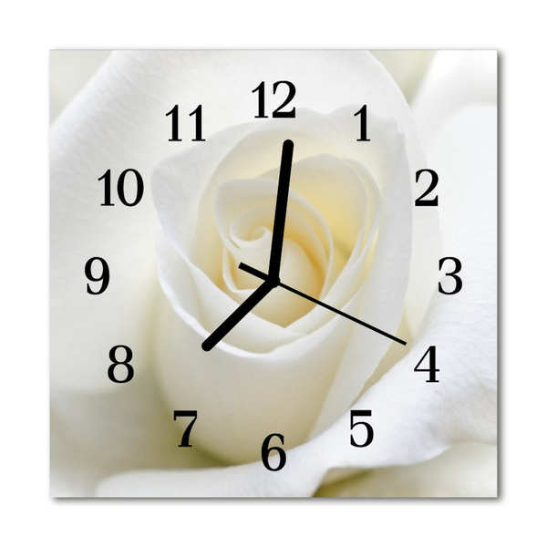 Glass Kitchen Clock White rose flowers & plants white