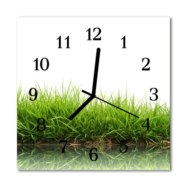 Glass Kitchen Clock Grass flowers & plants green