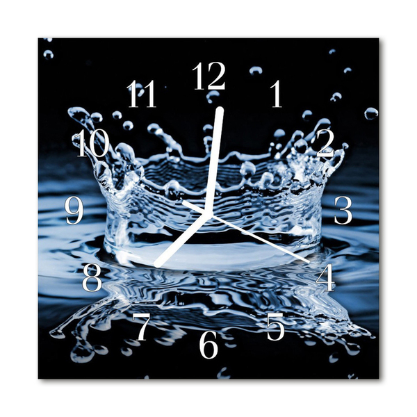 Glass Kitchen Clock Water nature blue, black