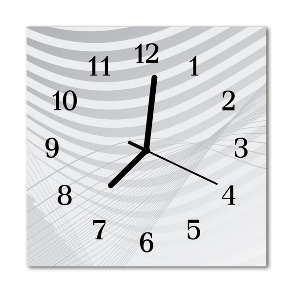 Glass Kitchen Clock Abstract lines art grey