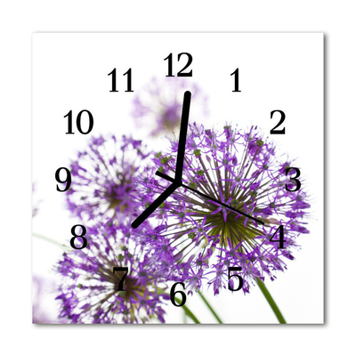 Glass Kitchen Clock Flower flowers & plants purple